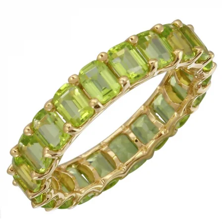 Handcrafted Beauty At Affordable Prices 14k Gold Emerald Cut Peridot Eternity Band