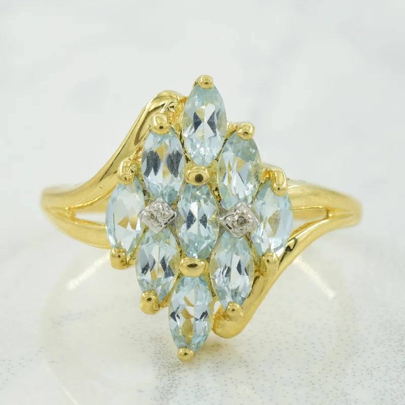 Romantic Heart-Shaped Jewelry For Special Gifts Blue Topaz & Diamond Bypass Ring | 1.00ctw, 0.01ctw | SZ 7.5 | Romantic Heart-Shaped Jewelry For Special Gifts Blue Topaz & Diamond Bypass Ring | 1.00ctw, 0.01ctw | SZ 7.5 |