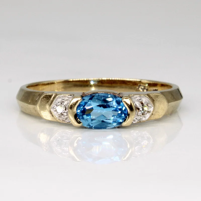 Affordable Luxury Jewelry – Style At A Great Price Blue Topaz & Diamond 10K Cocktail Ring | 0.50ct, 0.01ctw | SZ 6.5 |