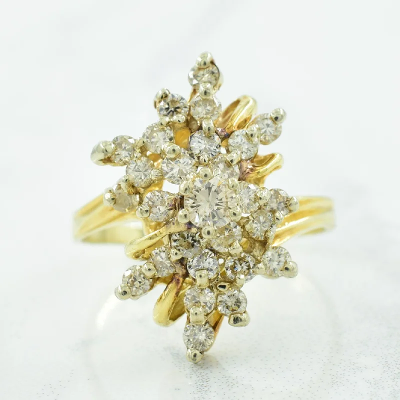 Bohemian-Inspired Jewelry For Free-Spirited Fashion Cluster Diamond Bypass Ring | 0.77ctw | SZ 7 | Bohemian-Inspired Jewelry For Free-Spirited Fashion Cluster Diamond Bypass Ring | 0.77ctw | SZ 7 |