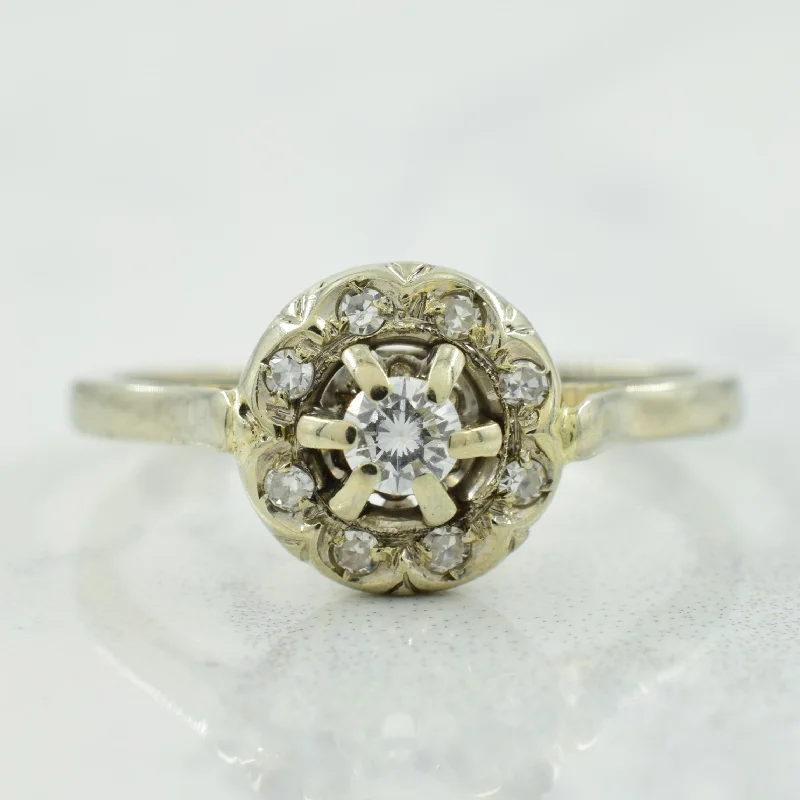 Luxury Handcrafted Jewelry For Elegant Looks Diamond Halo Set Ring | 0.19ctw | SZ 6.5 |