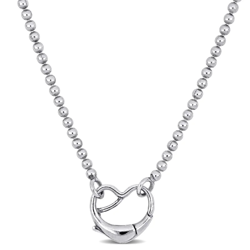 Eco-Friendly Sustainable Jewelry For Conscious Buyers Mimi & Max Heart Clasp Charm Ball Chain Necklace in Sterling Silver - 20 in.