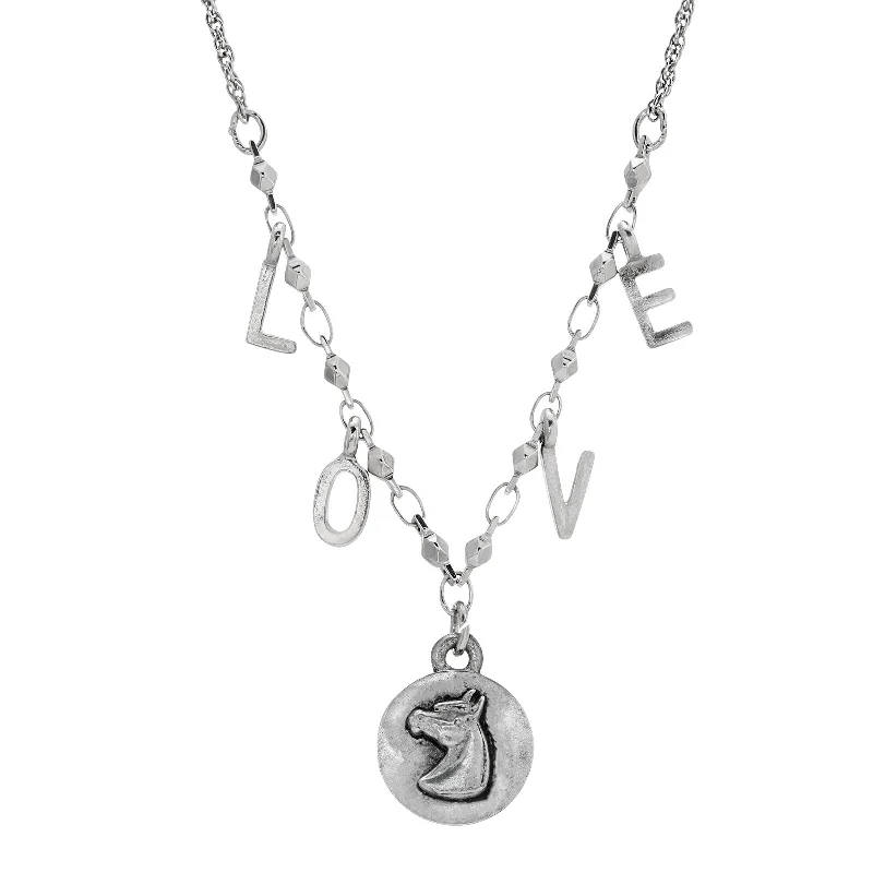 Huge Savings On Timeless Jewelry Collections 1928 Jewelry® Pewter And Silver Tone Horse With Love Initials Necklace 16 Inches