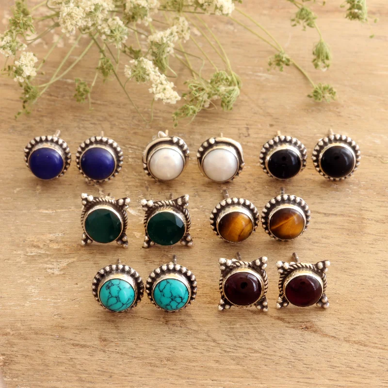 Grab Stylish Jewelry Before The Sale Ends Everyday Pairs Handmade Multi-Gemstone Stud Earrings (Set of 7) Grab Stylish Jewelry Before The Sale Ends Everyday Pairs Handmade Multi-Gemstone Stud Earrings (Set of 7)