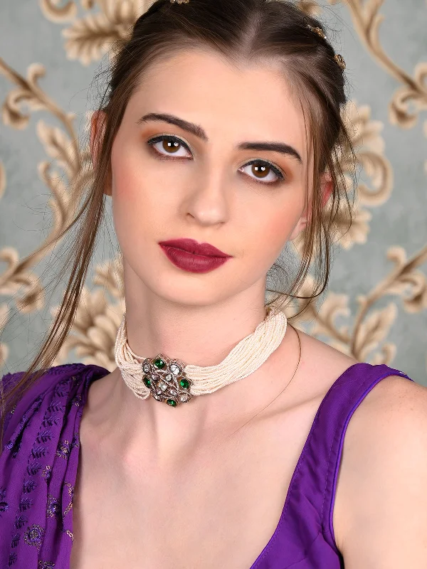 Last Chance To Shop High-End Jewelry At Markdown Prices Odette Women Green And White Choker Necklace Set Last Chance To Shop High-End Jewelry At Markdown Prices Odette Women Green And White Choker Necklace Set