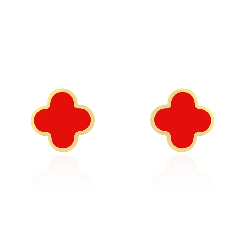 Make Every Moment Shine – Jewelry Discounts Available Large Coral Clover Stud Earrings Make Every Moment Shine – Jewelry Discounts Available Large Coral Clover Stud Earrings