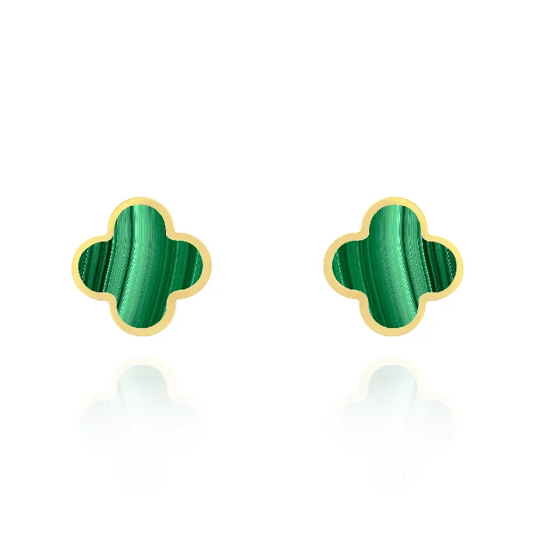 Handcrafted Jewelry Sale – Unique Designs At Low Prices Large Malachite Clover Stud Earrings Handcrafted Jewelry Sale – Unique Designs At Low Prices Large Malachite Clover Stud Earrings