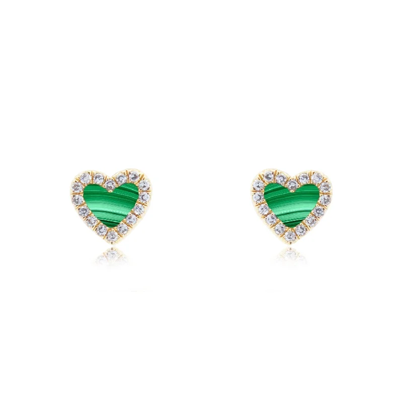 Grab Your Favorite Jewelry At The Lowest Prices Malachite Diamond Halo Heart Stud Earrings Grab Your Favorite Jewelry At The Lowest Prices Malachite Diamond Halo Heart Stud Earrings