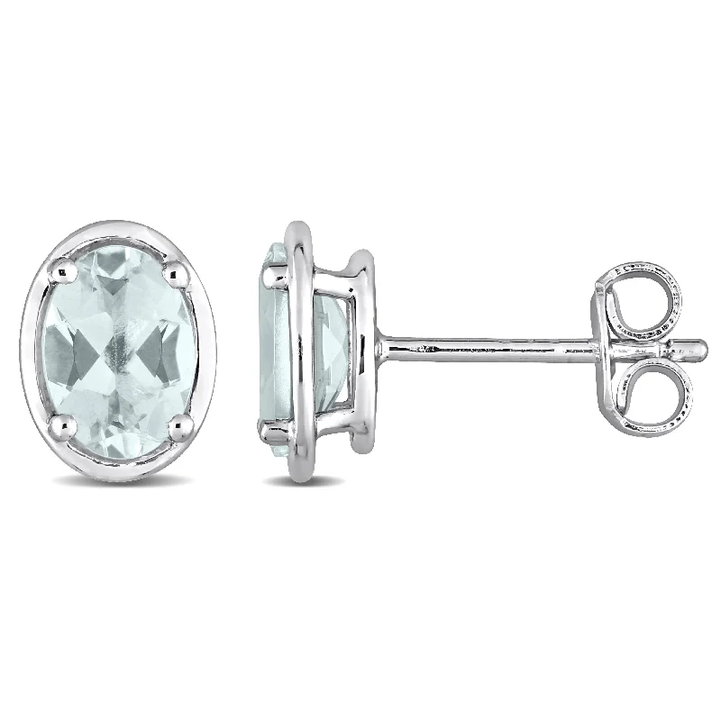 The Ultimate Jewelry Sale – Shop Premium Styles Mimi & Max 1 1/5ct TGW Aquamarine Bezel Style Oval Stud Earrings in Sterling Silver