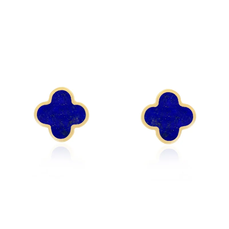 Last Chance To Grab Your Favorite Jewelry At A Discount Small Lapis Clover Stud Earrings