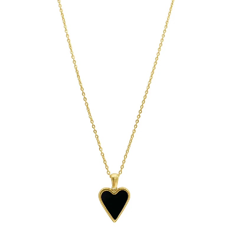 Discounted Luxury Jewelry – Shine Without The Splurge Tarnish Resistant 14k Gold Plated Black Heart Necklace