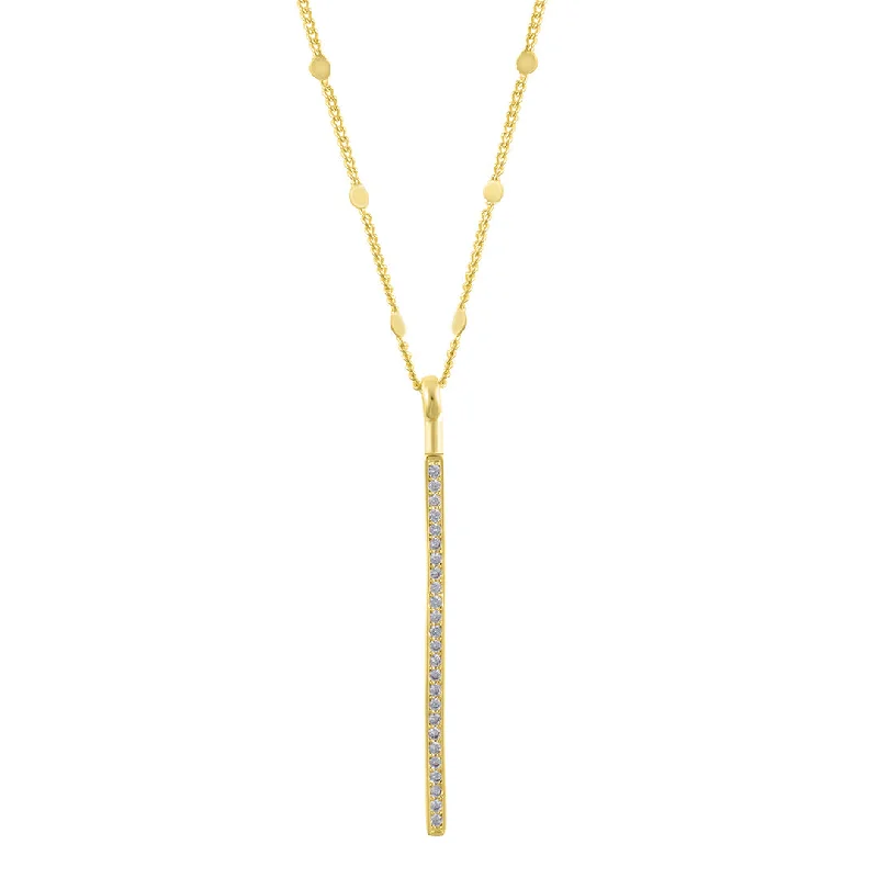 Buy More, Save More On Stunning Jewelry Pieces 14k Gold Plated Crystal Bar Drop Necklace