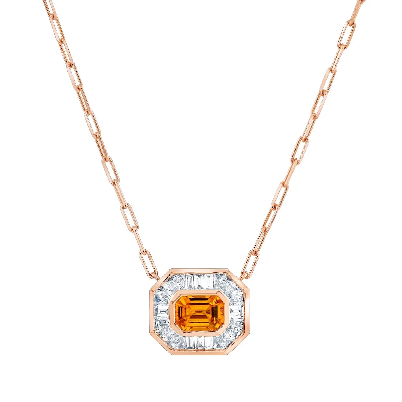 The Perfect Jewelry Piece At The Perfect Price YELLOW SAPPHIRE & DIAMOND HALO MINI DECO LINK PENDANT