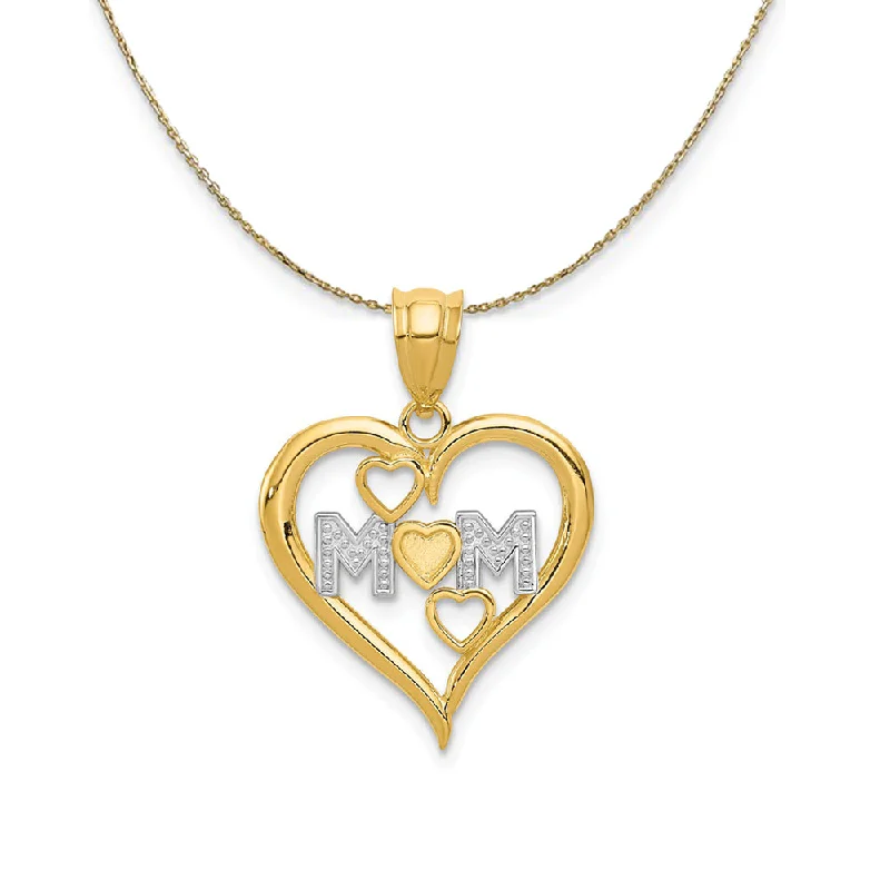 Elegant Jewelry At Unbeatable Offers – Shop Before It's Gone 14k Yellow Gold and Rhodium Mom Heart Necklace