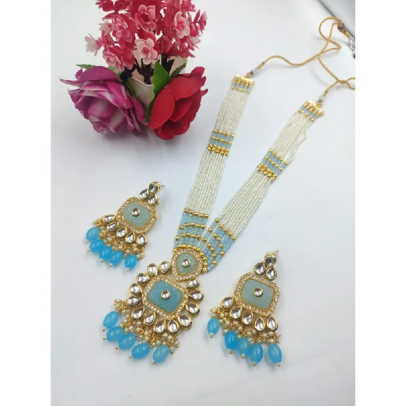 Elegant Jewelry Pieces At Unbelievable Prices Akruti Collection Gold Plated Kundan Stone And Pearl Long Necklace Set