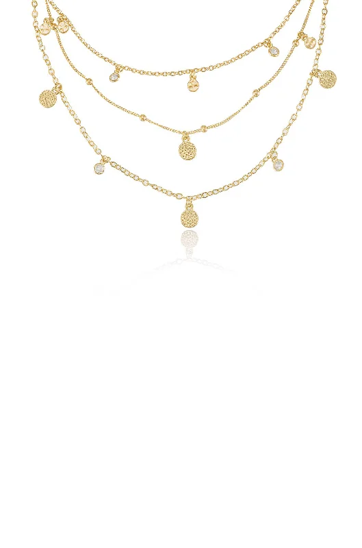Buy More, Save More On Stunning Jewelry Pieces Crystal Detailed Triple Layer Necklace