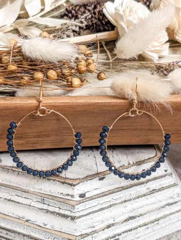 Unique Jewelry Designs Now At Discounted Rates Beautiful Black Beaded Hoop Earrings
