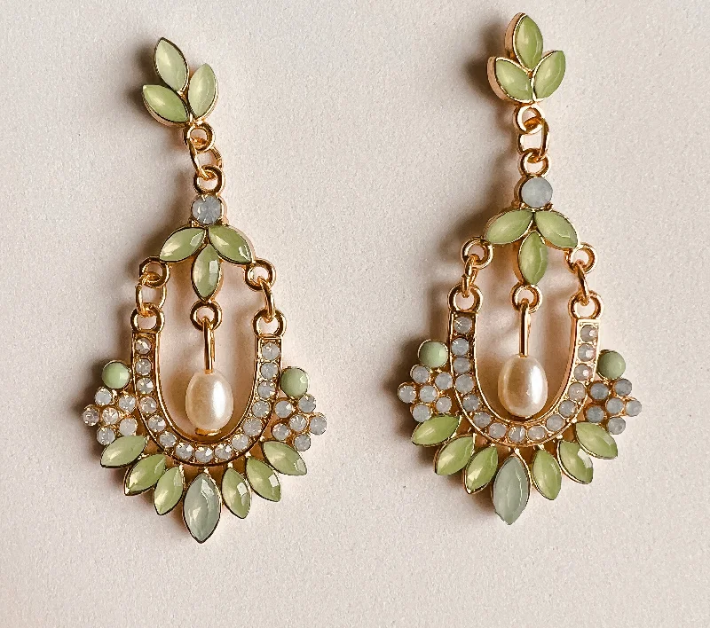Shop Dazzling Jewelry At The Best Prices Beautiful Green and Crystal Statement Earrings