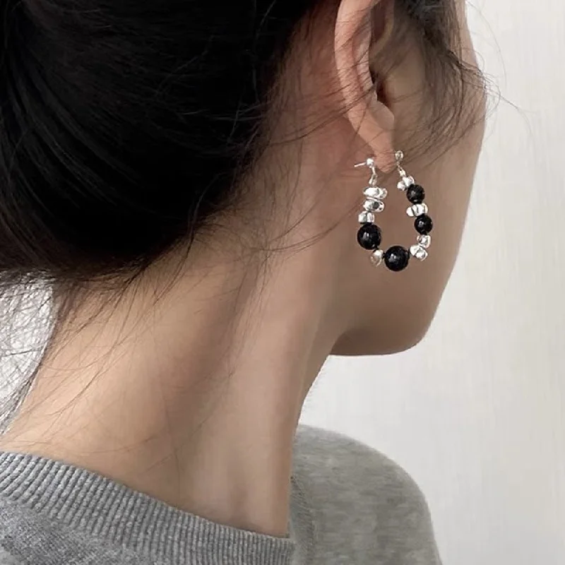 Trending Jewelry Now Available At Exclusive Prices Black Beads & Silver Metal Dangle Multi Color Hoop Earrings JLT12699 Trending Jewelry Now Available At Exclusive Prices Black Beads & Silver Metal Dangle Multi Color Hoop Earrings JLT12699