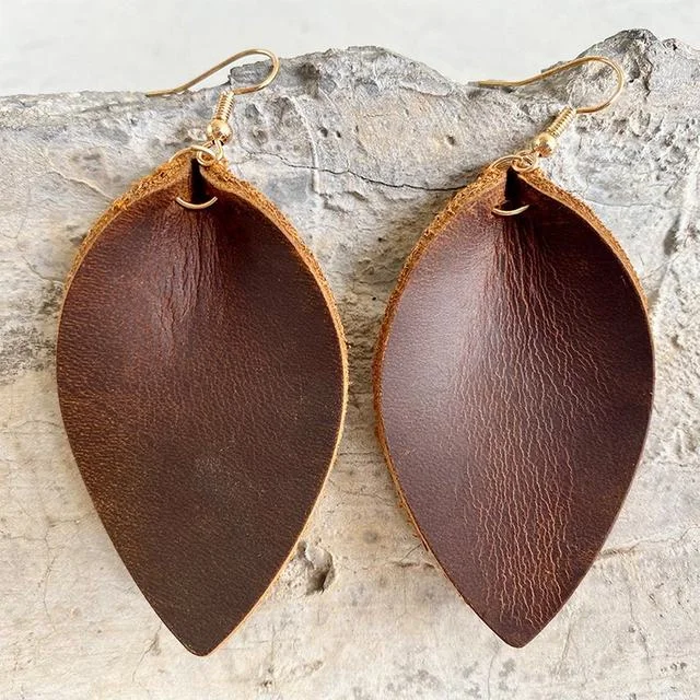 Flash Sale On Exquisite Jewelry – Don't Miss Out Beautiful Genuine Leather Leaf Earrings