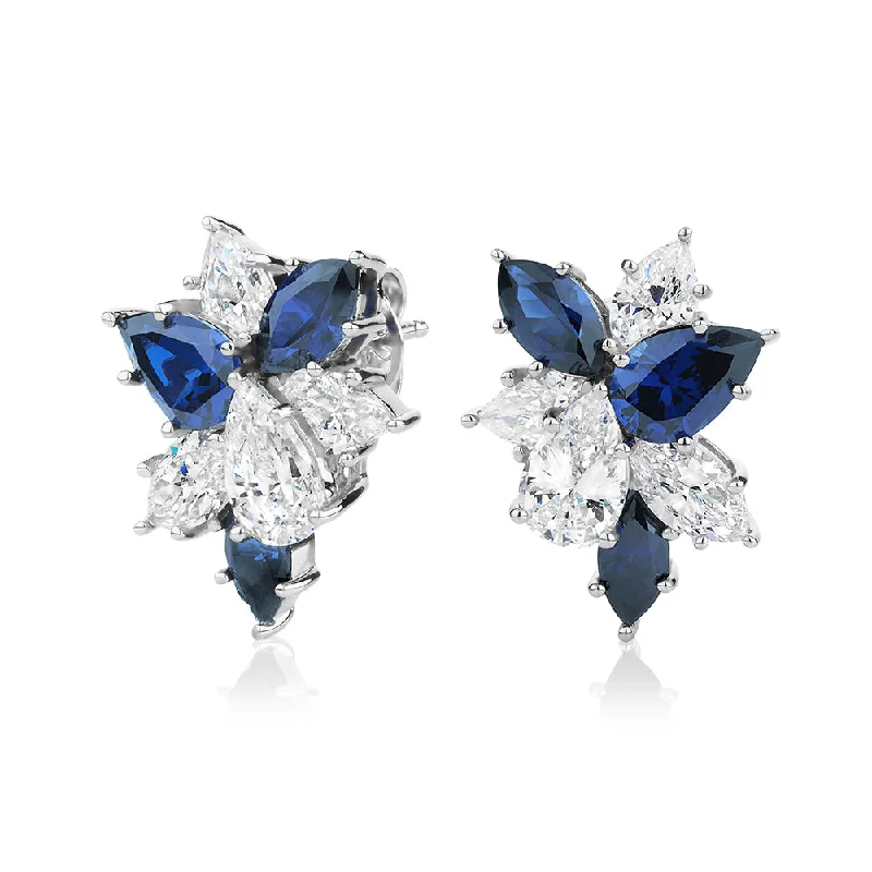Handcrafted Jewelry Sale – Unique Designs At Low Prices Statement earrings with sapphire simulants and 1.93 carats* of diamond simulants in sterling silver Handcrafted Jewelry Sale – Unique Designs At Low Prices Statement earrings with sapphire simulants and 1.93 carats* of diamond simulants in sterling silver