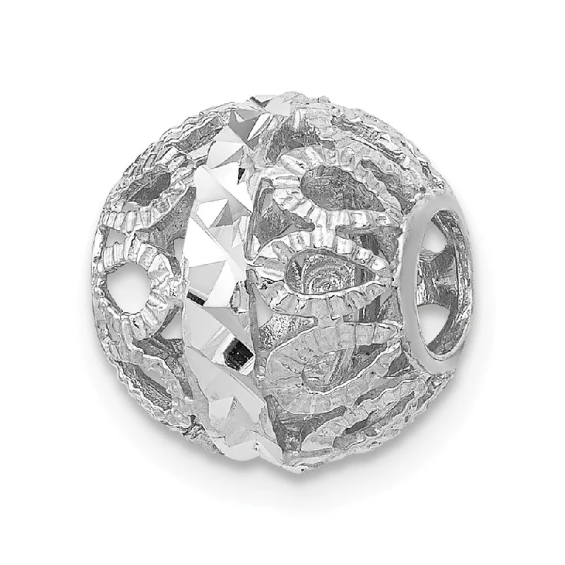 Bestselling Jewelry At Special Promotional Rates 14k White Gold Diamond-Cut Filigree Ball Chain Slide, 10mm (3/8 inch) Bestselling Jewelry At Special Promotional Rates 14k White Gold Diamond-Cut Filigree Ball Chain Slide, 10mm (3/8 inch)
