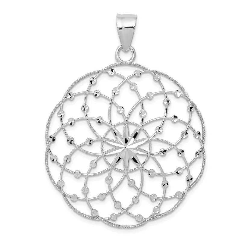 Premium Jewelry Now Available At Special Discounts 14k White Gold Scalloped Ornate Pendant, 38mm (1 1/2 inch) Premium Jewelry Now Available At Special Discounts 14k White Gold Scalloped Ornate Pendant, 38mm (1 1/2 inch)