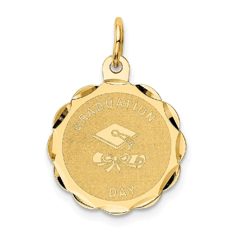 Fashion-Forward Jewelry At Incredible Prices 14k Yellow Gold Brocaded Disc Graduation Day Charm or Pendant, 16mm Fashion-Forward Jewelry At Incredible Prices 14k Yellow Gold Brocaded Disc Graduation Day Charm or Pendant, 16mm