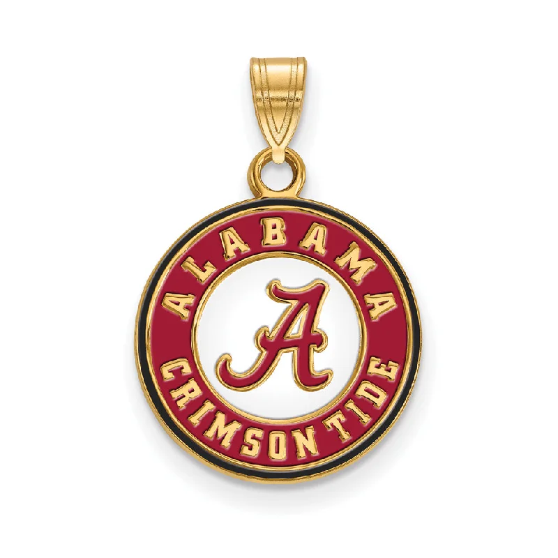 Affordable Glamour – Premium Jewelry At Special Prices 14k Gold Plated Silver U. of Alabama Small Enamel Disc Pendant