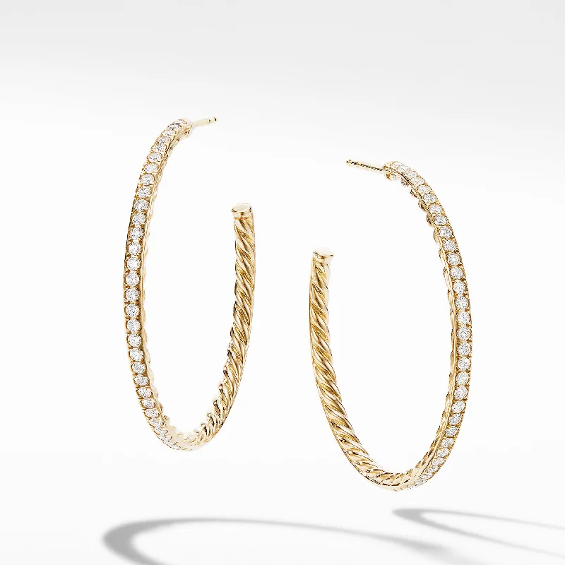 Don't Miss Out On Jaw-Dropping Jewelry Discounts Pavé Hoop Earrings in 18K Yellow Gold with Diamonds\, 38mm