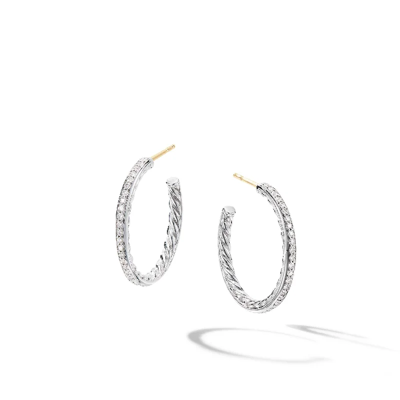 Exclusive Jewelry Markdowns – Limited-Time Offer Pavé Hoop Earrings in Sterling Silver with Diamonds\, 25.4mm