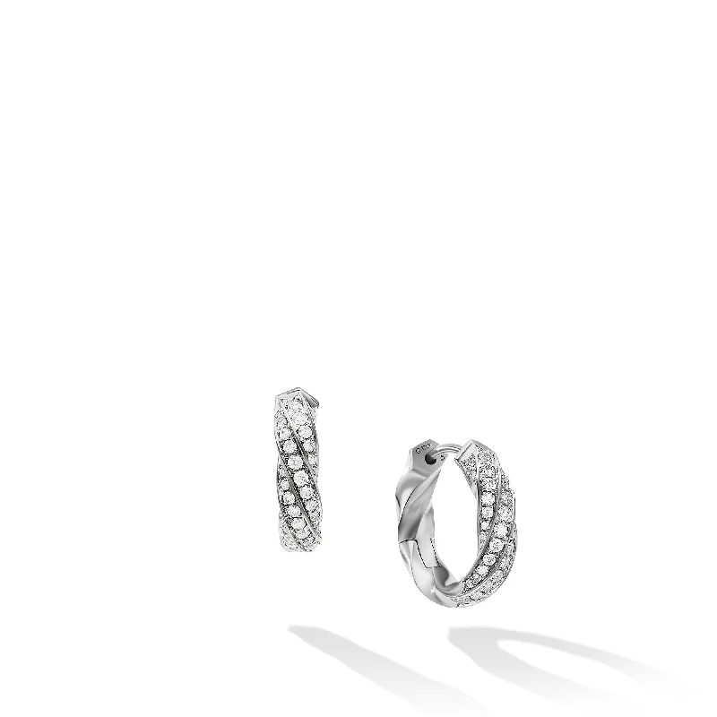 Stunning Jewelry Pieces At The Lowest Prices Ever Cable Edge® Huggie Hoop Earrings in Sterling Silver with Diamonds\, 13mm