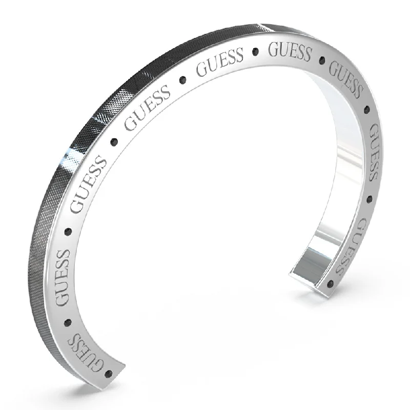 Trending Jewelry Styles Now At Limited-Time Discounts Guess Mens Jewellery Stainless Steel Textured C Bangle