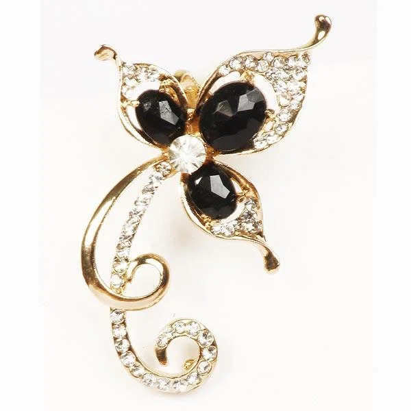 Timeless Jewelry At Special Discount Rates Urthn Gold Plated  Black Austrian Stone Ear Cuff - 1302502